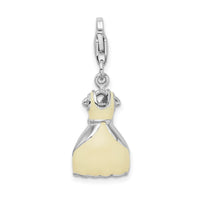 Sterling Silver 3-D Enameled Dress W/Lobster Claw Clasp Clasp Charm Charms