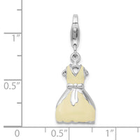 Sterling Silver 3-D Enameled Dress W/Lobster Claw Clasp Clasp Charm Charms