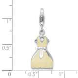 Sterling Silver 3-D Enameled Dress W/Lobster Claw Clasp Clasp Charm Charms