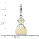 Sterling Silver 3-D Enameled Dress W/Lobster Claw Clasp Clasp Charm Charms
