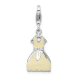 Sterling Silver 3-D Enameled Dress W/Lobster Claw Clasp Clasp Charm Charms