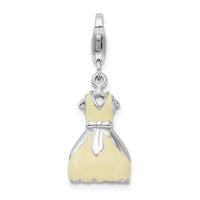 Sterling Silver 3-D Enameled Dress W/Lobster Claw Clasp Clasp Charm Charms
