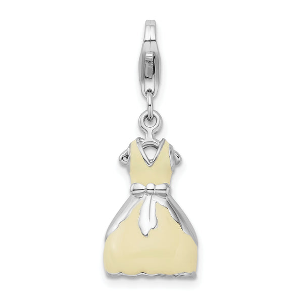 Sterling Silver 3-D Enameled Dress W/Lobster Claw Clasp Clasp Charm Charms