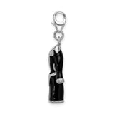 Sterling Silver 3-D Enameled Black Robe W/Lobster Claw Clasp Clasp Charm Charms