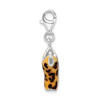 Sterling Silver CZ BlackYellow Enamel Tank Top W/Lobster Claw Clasp Clasp Charm Charms