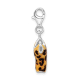 Sterling Silver CZ BlackYellow Enamel Tank Top W/Lobster Claw Clasp Clasp Charm Charms