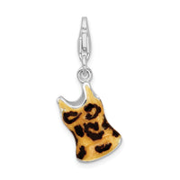 Sterling Silver CZ BlackYellow Enamel Tank Top W/Lobster Claw Clasp Clasp Charm Charms
