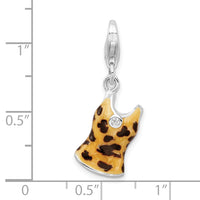 Sterling Silver CZ BlackYellow Enamel Tank Top W/Lobster Claw Clasp Clasp Charm Charms