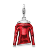 Adornica Diamonds 925 Sterling Silver 3-D Enameled Red Jacket with Lobster Clasp Charm