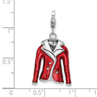 Adornica Diamonds 925 Sterling Silver 3-D Enameled Red Jacket with Lobster Clasp Charm