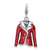 Adornica Diamonds 925 Sterling Silver 3-D Enameled Red Jacket with Lobster Clasp Charm