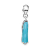 Sterling Silver 3-D Enameled Blue Jacket W/Lobster Claw Clasp Clasp Charm Charms