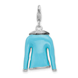Sterling Silver 3-D Enameled Blue Jacket W/Lobster Claw Clasp Clasp Charm Charms