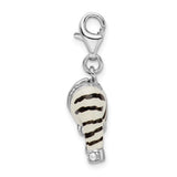 Sterling Silver CZ Polished Enamel Zebra Jacket W/Lobster Claw Clasp Clasp Charm Charms