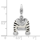 Sterling Silver CZ Polished Enamel Zebra Jacket W/Lobster Claw Clasp Clasp Charm Charms