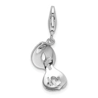 Sterling Silver Red Enameled Mask W/Lobster Claw Clasp Clasp Charm Charms
