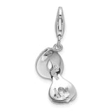 Sterling Silver Red Enameled Mask W/Lobster Claw Clasp Clasp Charm Charms