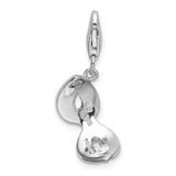 Sterling Silver Red Enameled Mask W/Lobster Claw Clasp Clasp Charm Charms