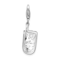 Sterling Silver Flip Cell Phone CZ W/Lobster Claw Clasp Clasp Charm Charms
