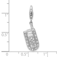 Sterling Silver Flip Cell Phone CZ W/Lobster Claw Clasp Clasp Charm Charms
