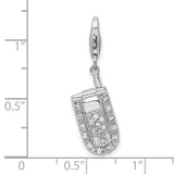Sterling Silver Flip Cell Phone CZ W/Lobster Claw Clasp Clasp Charm Charms
