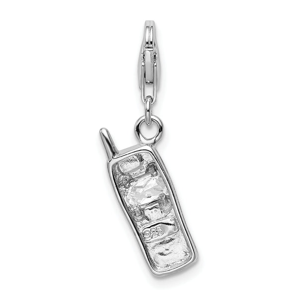 Polished Cell Phone Charm in Sterling Silver