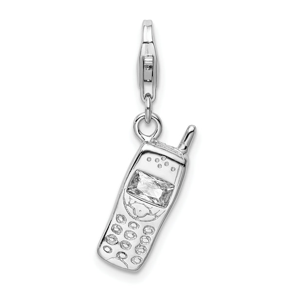 Polished Cell Phone Charm in Sterling Silver