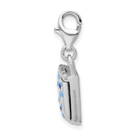 925 Sterling Silver Flower Enamel Movable Cell Phone with Lobster Clasp Charm
