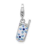 925 Sterling Silver Flower Enamel Movable Cell Phone with Lobster Clasp Charm