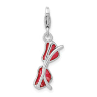 Sterling Silver Enameled Coral Heart Sunglasses W/Lobster Claw Clasp Clasp Charm Charms