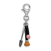 Amore La Vita Sterling Silver Rhodium-plated Polished 3-D Enameled Polished Makeup Charm with Fancy Lobster Clasp QCC238