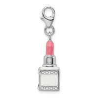 Amore La Vita Sterling Silver Rhod-pl Enameled Swarovski Lipstick Charm