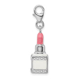 Amore La Vita Sterling Silver Rhod-pl Enameled Swarovski Lipstick Charm
