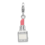 Amore La Vita Sterling Silver Rhod-pl Enameled Swarovski Lipstick Charm