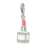Amore La Vita Sterling Silver Rhod-pl Enameled Swarovski Lipstick Charm