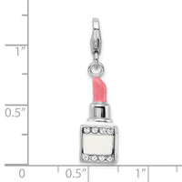 Amore La Vita Sterling Silver Rhod-pl Enameled Swarovski Lipstick Charm