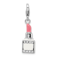 Amore La Vita Sterling Silver Rhod-pl Enameled Swarovski Lipstick Charm