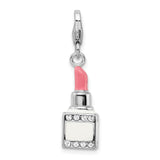 Amore La Vita Sterling Silver Rhod-pl Enameled Swarovski Lipstick Charm