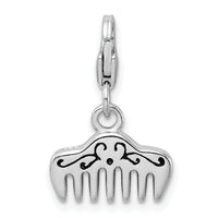 Sterling Silver Swarovski Element & Enamel Comb w/Lobster Clasp Charm