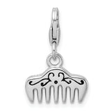 Sterling Silver Swarovski Element & Enamel Comb w/Lobster Clasp Charm