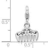 Sterling Silver Swarovski Element & Enamel Comb w/Lobster Clasp Charm