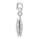 Goldia Sterling Silver 3-D Enameled Compact w/Lobster Claw Clasp Charm