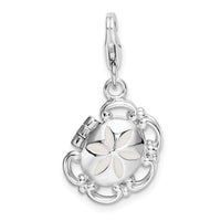 Goldia Sterling Silver 3-D Enameled Compact w/Lobster Claw Clasp Charm