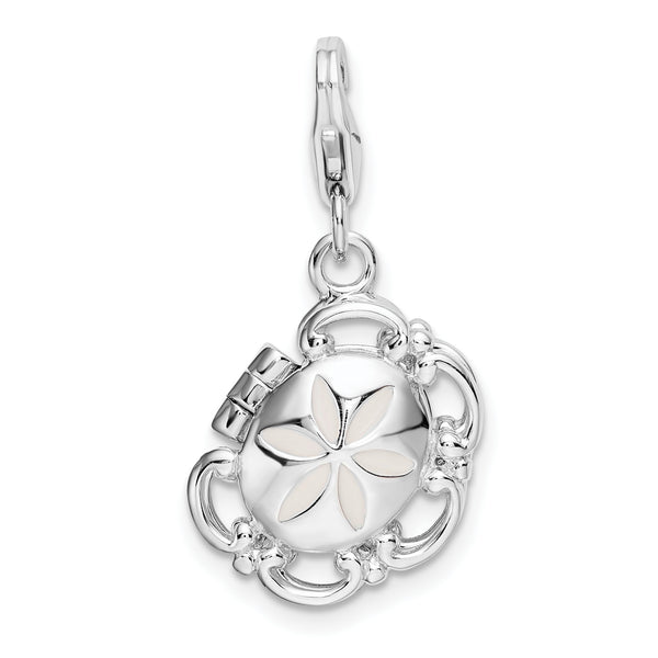 Goldia Sterling Silver 3-D Enameled Compact w/Lobster Claw Clasp Charm