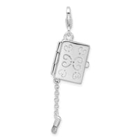 Sterling Silver Enameled Eyeshadow Compact W/Lobster Claw Clasp Clasp Charm Charms