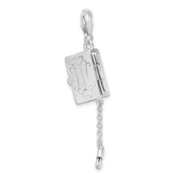 Sterling Silver Enameled Eyeshadow Compact W/Lobster Claw Clasp Clasp Charm Charms