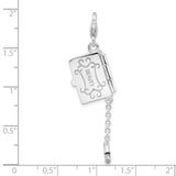 Sterling Silver Enameled Eyeshadow Compact W/Lobster Claw Clasp Clasp Charm Charms