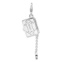 Sterling Silver Enameled Eyeshadow Compact W/Lobster Claw Clasp Clasp Charm Charms