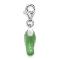 Sterling Silver Green Enameled Hair Dryer W/Lobster Claw Clasp Clasp Charm Charms