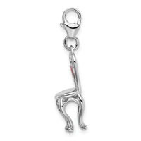 Sterling Silver 3-D Enameled Chair With Heart W/Lobster Claw Clasp Clasp Charm Charms